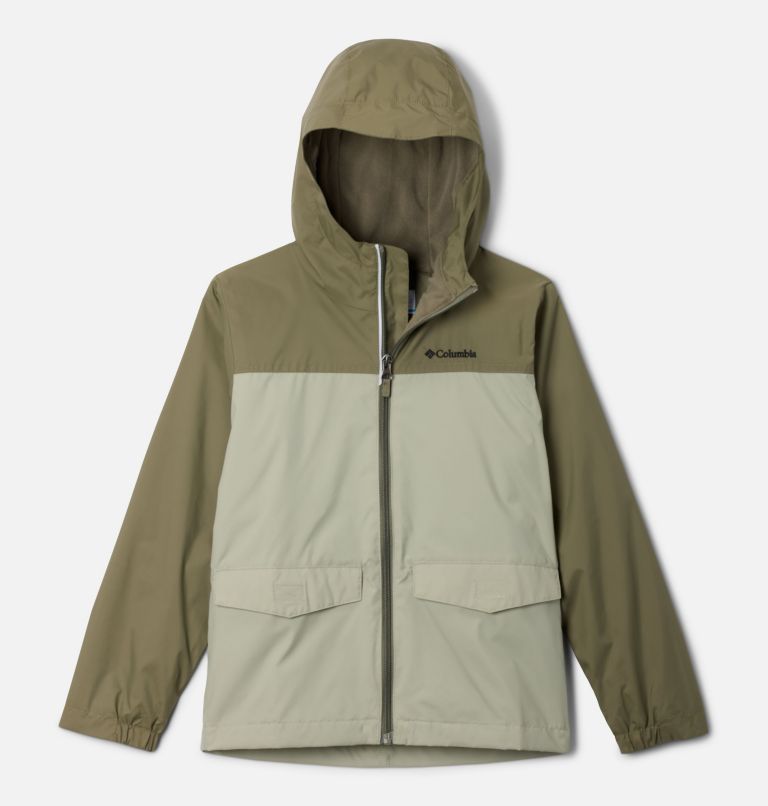 Boys' Rain-Zilla II Jacket, Color: Stone Green, Safari, image 8