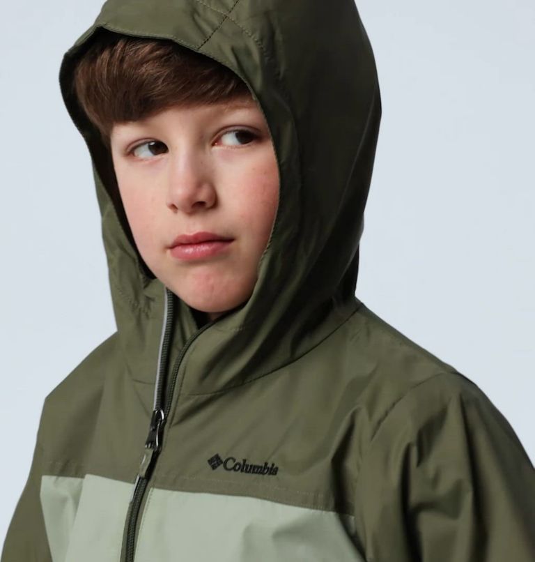 Boys' Rain-Zilla II Jacket, Color: Stone Green, Safari, image 2