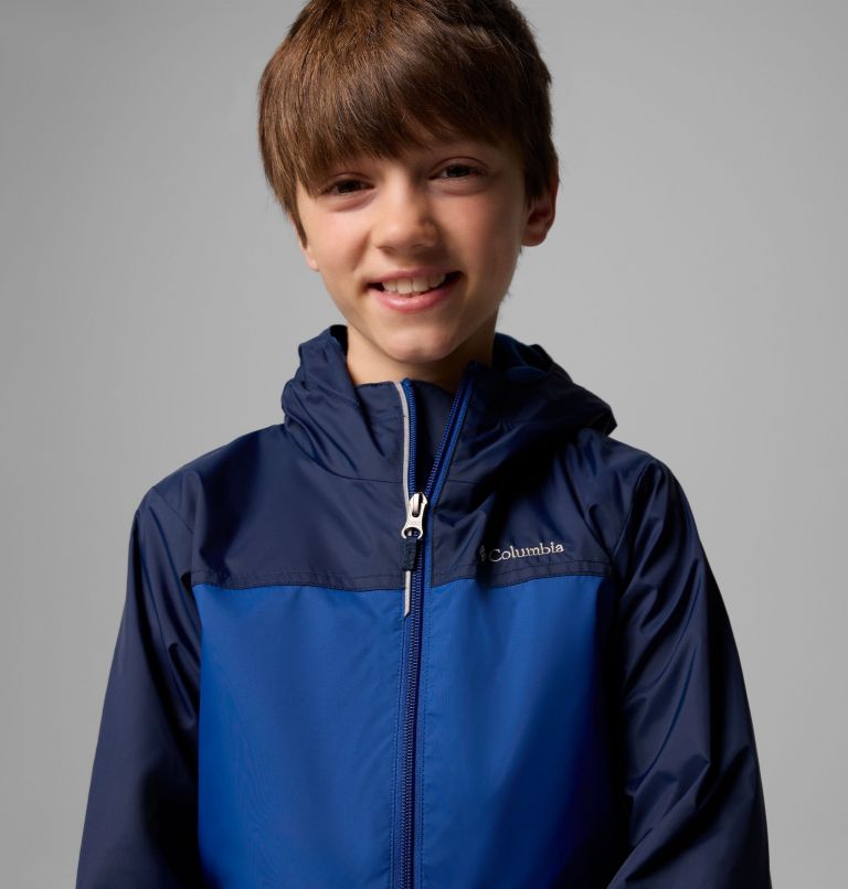 Boys' Rain-Zilla II Jacket, Color: Collegiate Navy, Mountain Blue, image 4