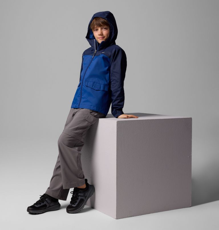 Boys' Rain-Zilla II Jacket, Color: Collegiate Navy, Mountain Blue, image 5