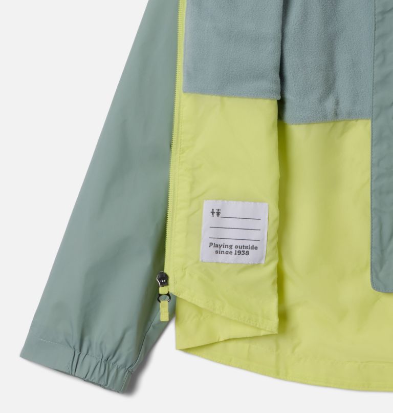 Girls' Rain-Zilla II Jacket, Color: Crushed Blue, Neon Light, image 3