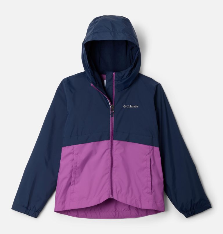 Girls' Rain-Zilla II Jacket, Color: Collegiate Navy, Razzle, image 1
