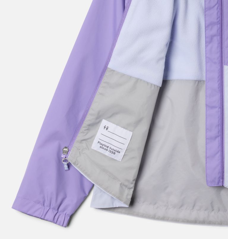 Girls' Rain-Zilla II Jacket, Color: Paisley Purple, Snowdrift, image 3