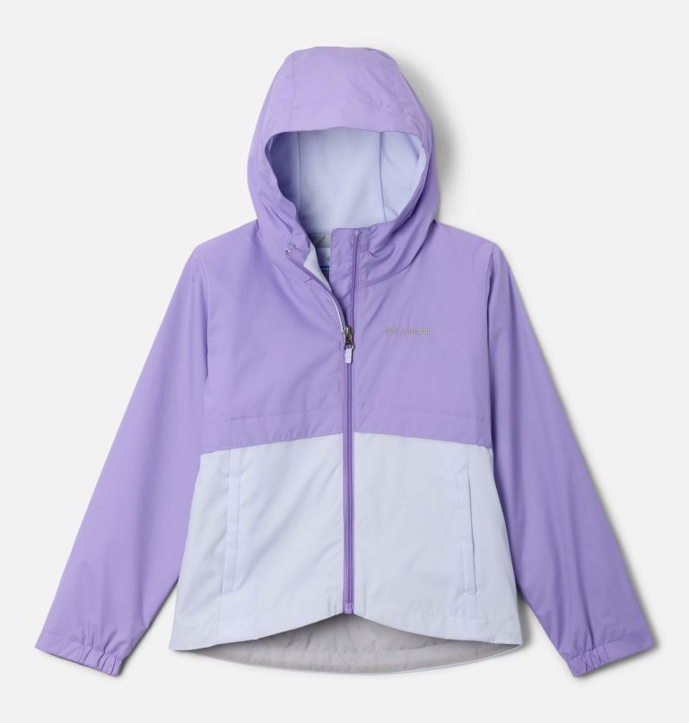 Girls' Rain-Zilla II Jacket, Color: Paisley Purple, Snowdrift, image 1