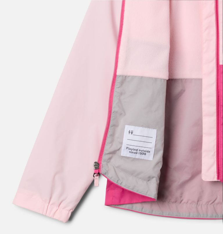 Girls' Rain-Zilla II Jacket, Color: Satin Pink, Pink Ice, image 3