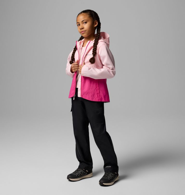 Girls' Rain-Zilla II Jacket, Color: Satin Pink, Pink Ice, image 4