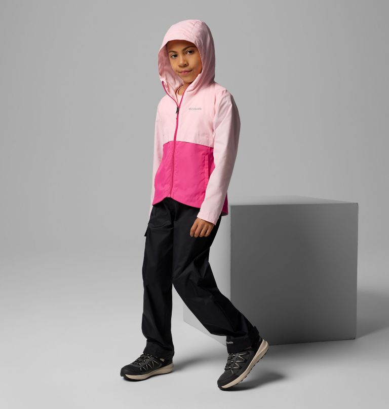 Girls' Rain-Zilla II Jacket, Color: Satin Pink, Pink Ice, image 6