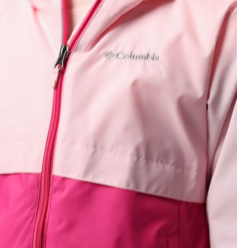 Girls' Rain-Zilla II Jacket, Color: Satin Pink, Pink Ice, image 2