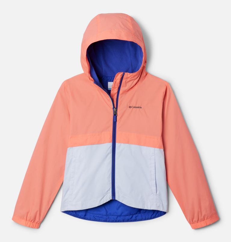 Columbia Rain Zilla II Jacket Girls Hot Coral Snowdrift M