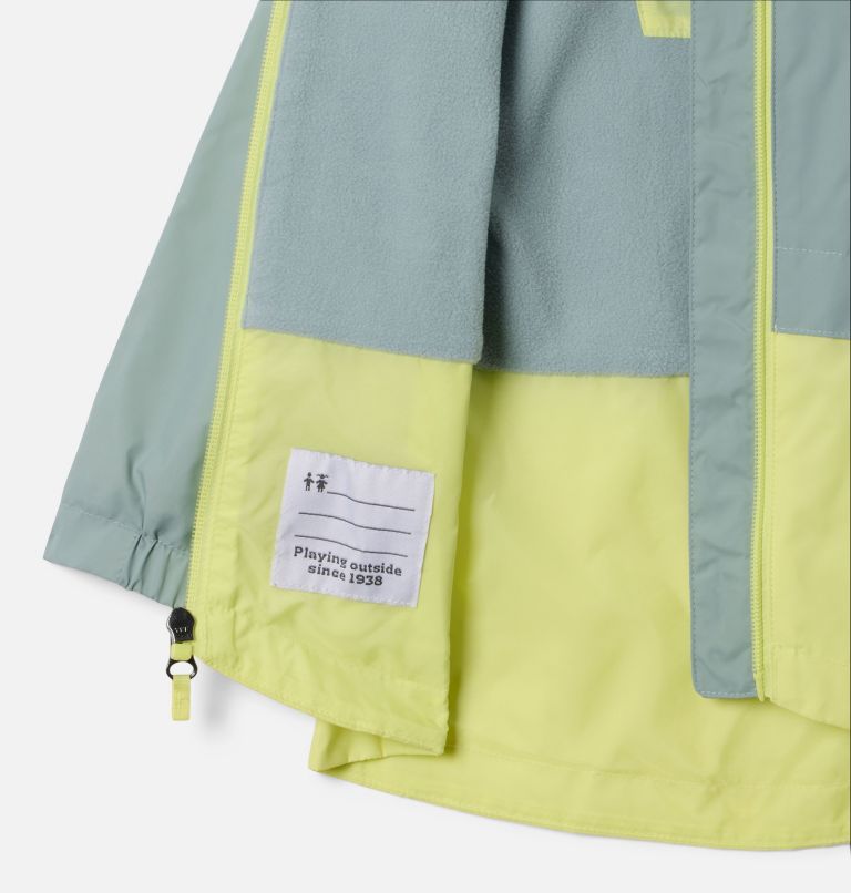 Girls' Toddler Rain-Zilla II Jacket, Color: Crushed Blue, Neon Light, image 3