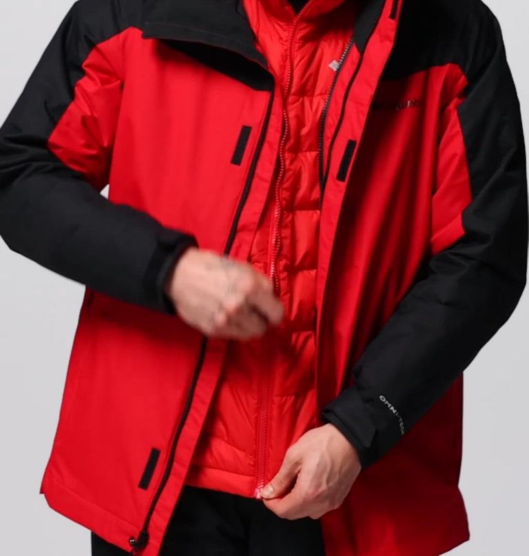 Manteau Interchange Whirlibird V pour hommes, Color: Mountain Red, Black