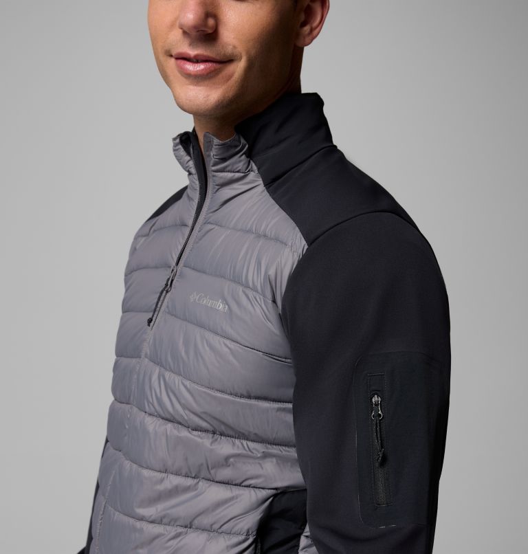 Men's Columbia Tech Insulated Hiking Softshell Jacket, Color: City Grey, Black, image 7