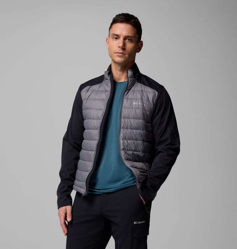Men's Columbia Tech Insulated Hiking Softshell Jacket, Color: City Grey, Black, image 8