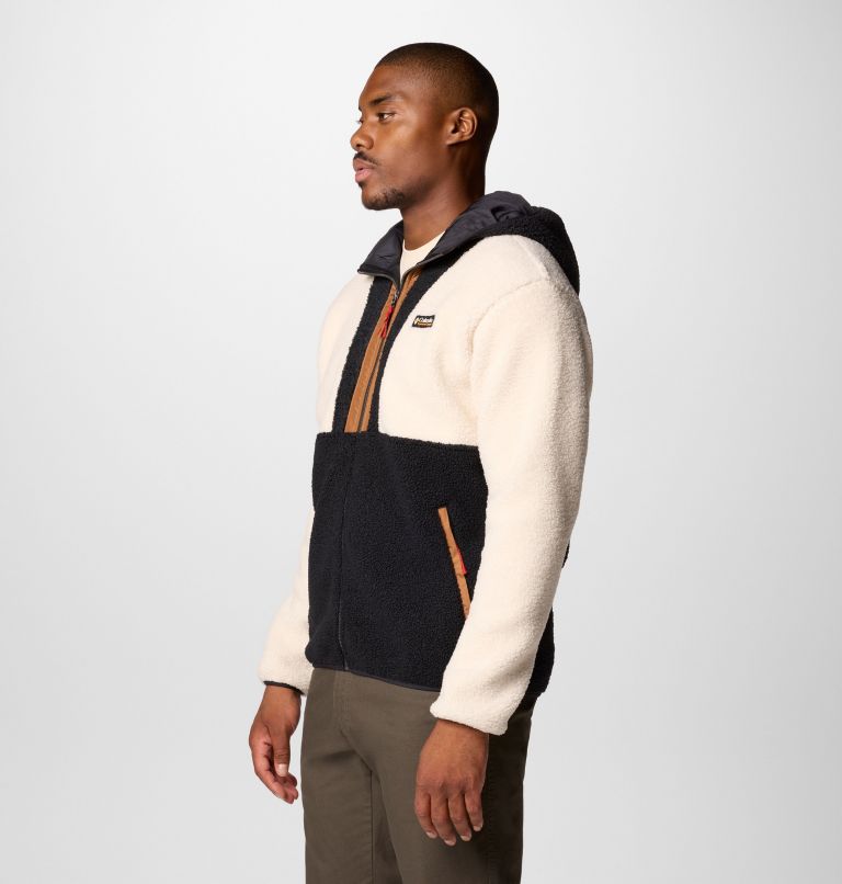 Men's Backbowl II Remastered Full Zip Fleece Hoodie, Color: Chalk, Black, image 4