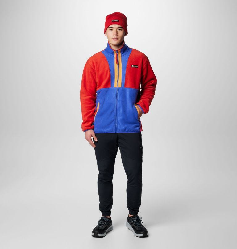 Men's Backbowl II Full Zip Fleece Jacket, Color: Sail Red, Clematis Blue, image 3