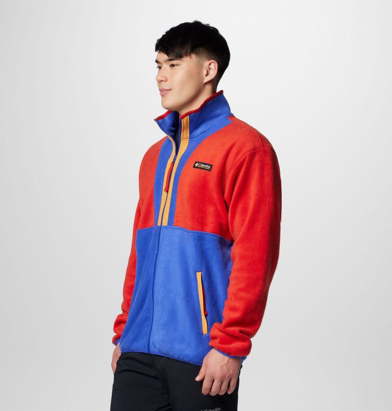 Men's Backbowl II Full Zip Fleece Jacket, Color: Sail Red, Clematis Blue, image 4