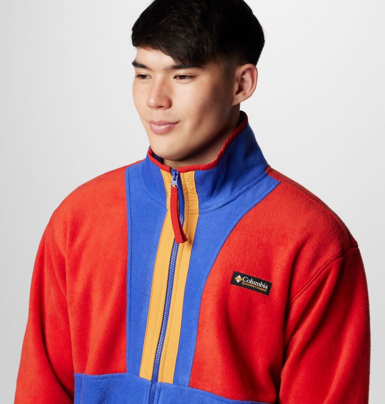 Men's Backbowl II Full Zip Fleece Jacket, Color: Sail Red, Clematis Blue, image 5