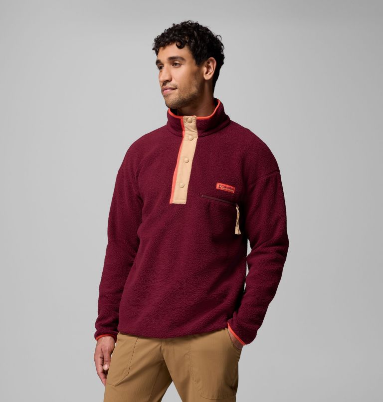 Men's Helvetia II Half Snap Fleece Pullover, Color: Rich Wine, image 4