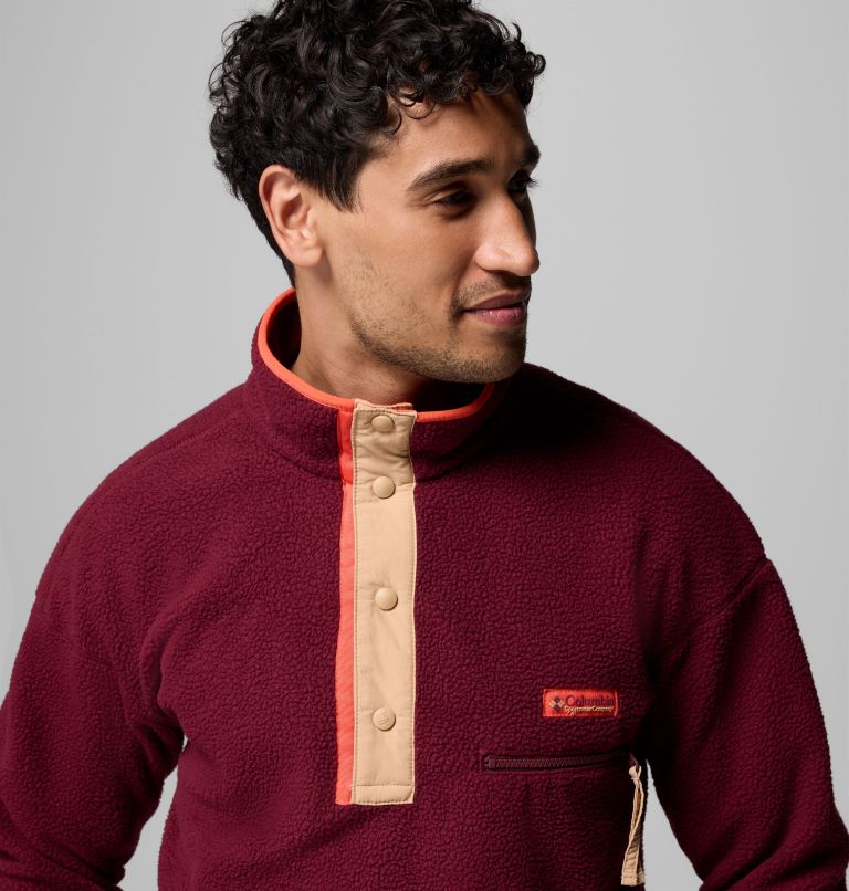 Men's Helvetia II Half Snap Fleece Pullover, Color: Rich Wine, image 5