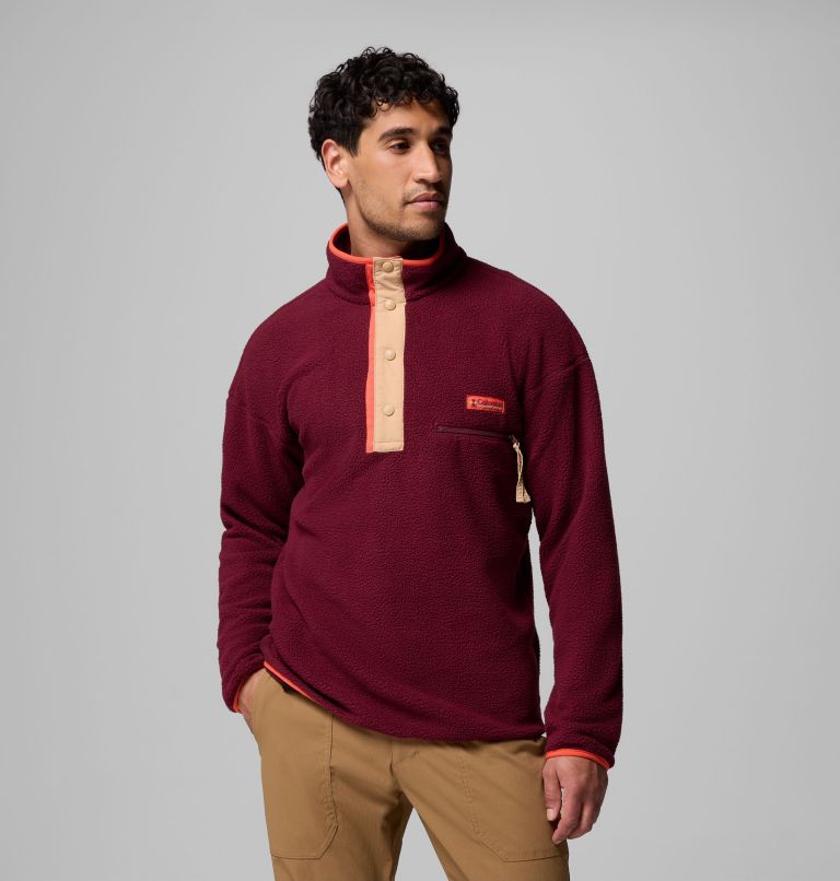 Men's Helvetia II Half Snap Fleece Pullover, Color: Rich Wine, image 1