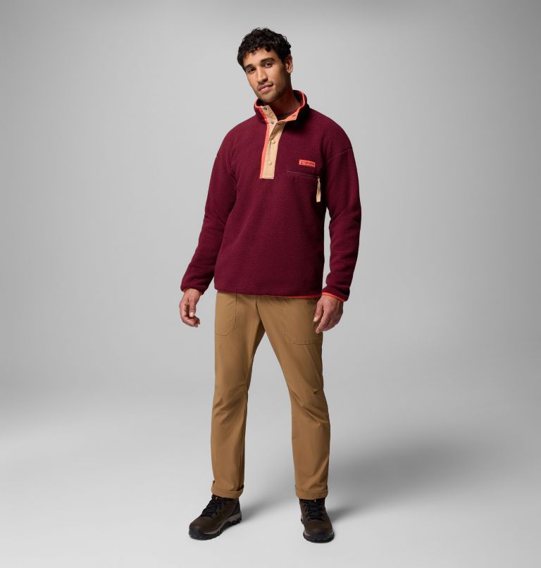 Men's Helvetia II Half Snap Fleece Pullover, Color: Rich Wine, image 2