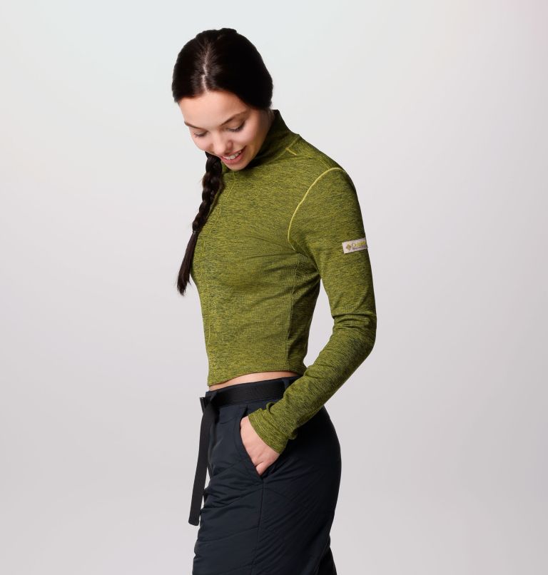 Women's Wallowa Cropped Long Sleeve Shirt, Color: Python Green, Greenscape, image 4
