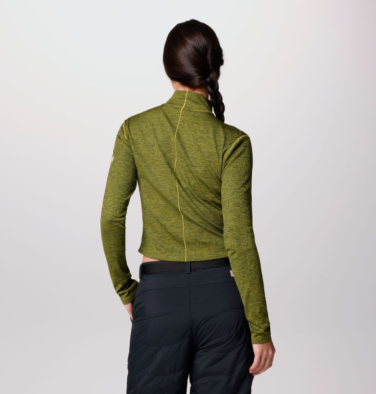 Women's Wallowa Cropped Long Sleeve Shirt, Color: Python Green, Greenscape, image 2