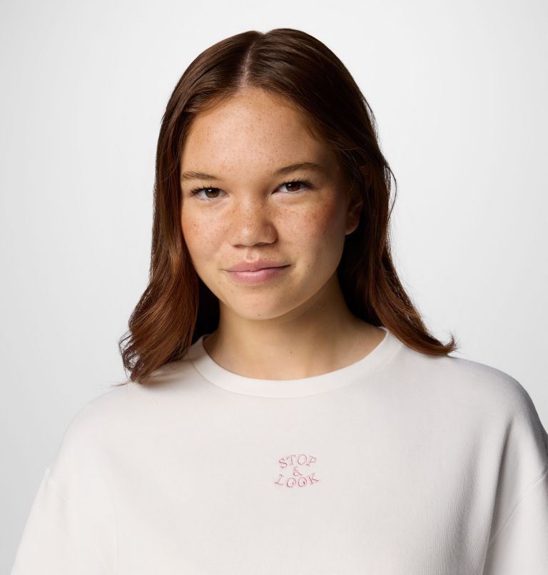 Camiseta corta estampada Wallowa para mujer, Color: Sea Salt, image 5
