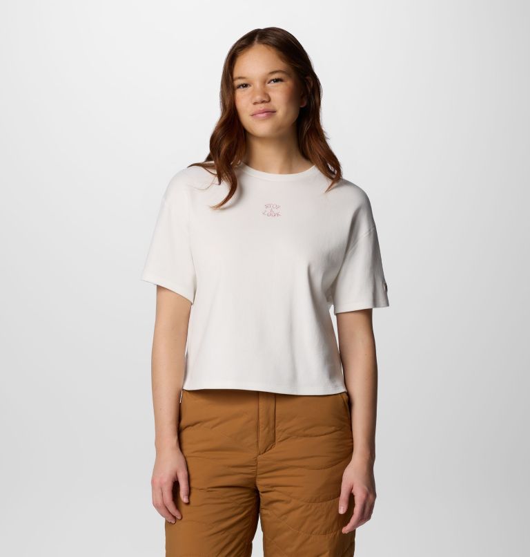 Camiseta corta estampada Wallowa para mujer, Color: Sea Salt, image 1