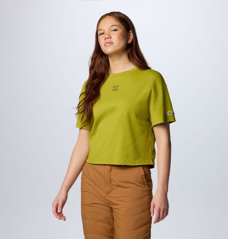 Women's Wallowa Cropped Graphic T-Shirt, Color: Python Green, image 4