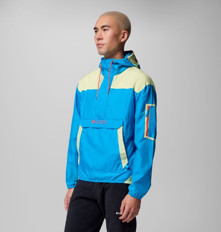 Men's Challenger II Pullover Windbreaker, Color: Compass Blue, Citron Haze, image 4