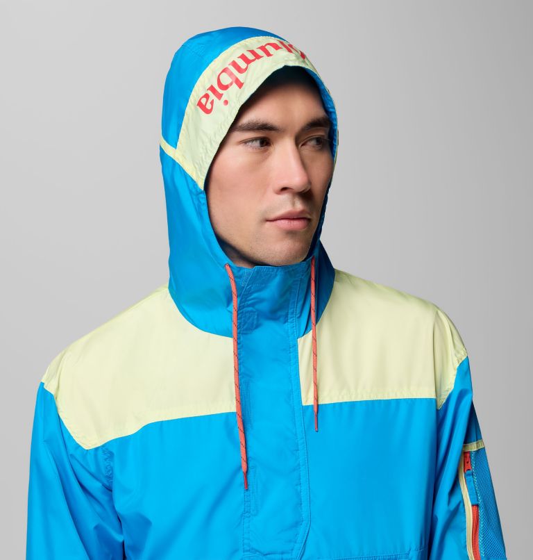 Men's Challenger II Pullover Windbreaker, Color: Compass Blue, Citron Haze, image 5