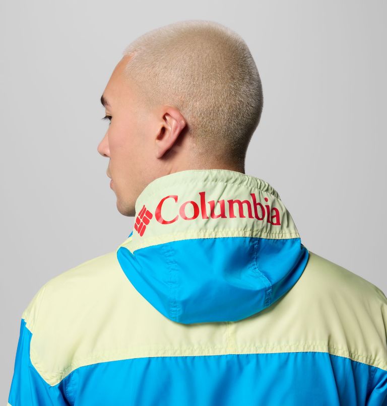 Men's Challenger II Pullover Windbreaker, Color: Compass Blue, Citron Haze, image 6