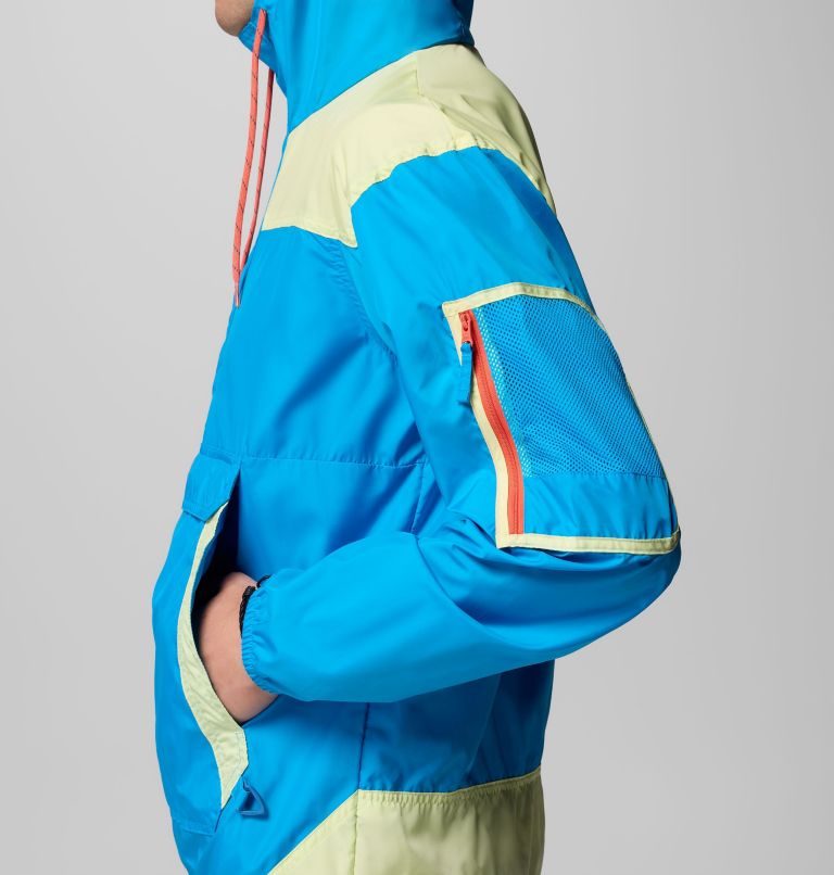 Men's Challenger II Pullover Windbreaker, Color: Compass Blue, Citron Haze, image 9