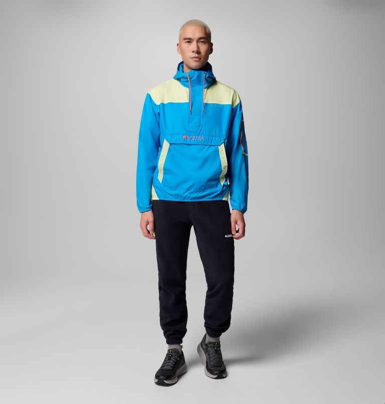 Men's Challenger II Pullover Windbreaker, Color: Compass Blue, Citron Haze, image 2