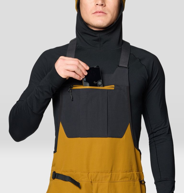Men's First Tracks Bib, Color: Olive Gold, Black, image 5