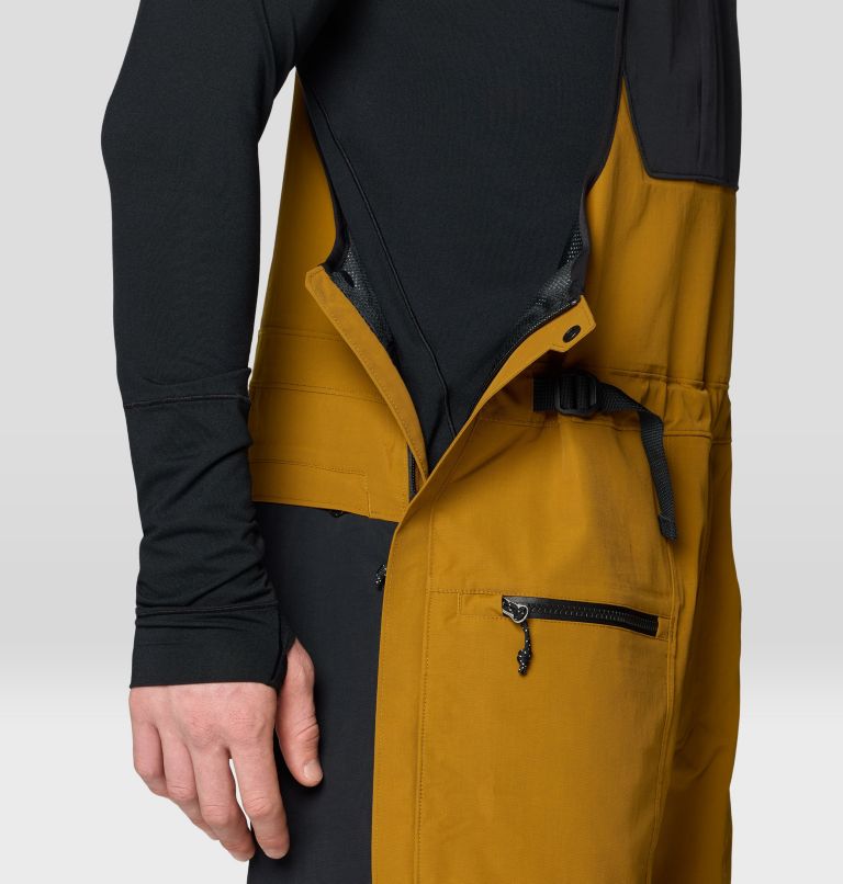 Men's First Tracks Bib, Color: Olive Gold, Black, image 7