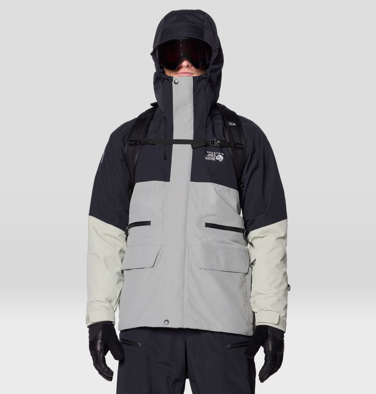 Men's First Tracks Jacket, Color: Wet Stone, White Sage, Black, image 6