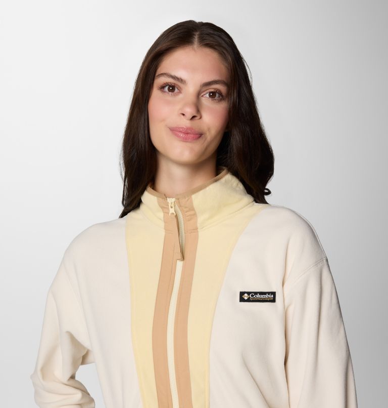 Women’s Back Bowl Casual Fleece Jacket, Color: Chalk, Lemon Wash, image 4