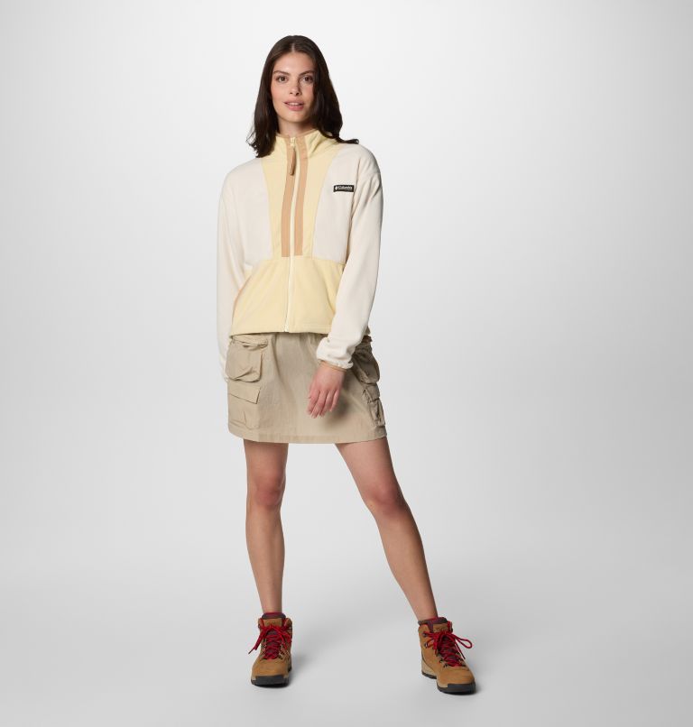 Women’s Back Bowl Casual Fleece Jacket, Color: Chalk, Lemon Wash, image 6
