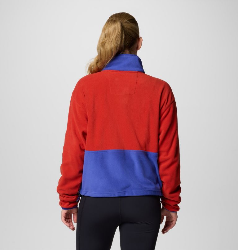 Women’s Back Bowl Casual Fleece Jacket, Color: Sail Red, Clematis Blue, image 2