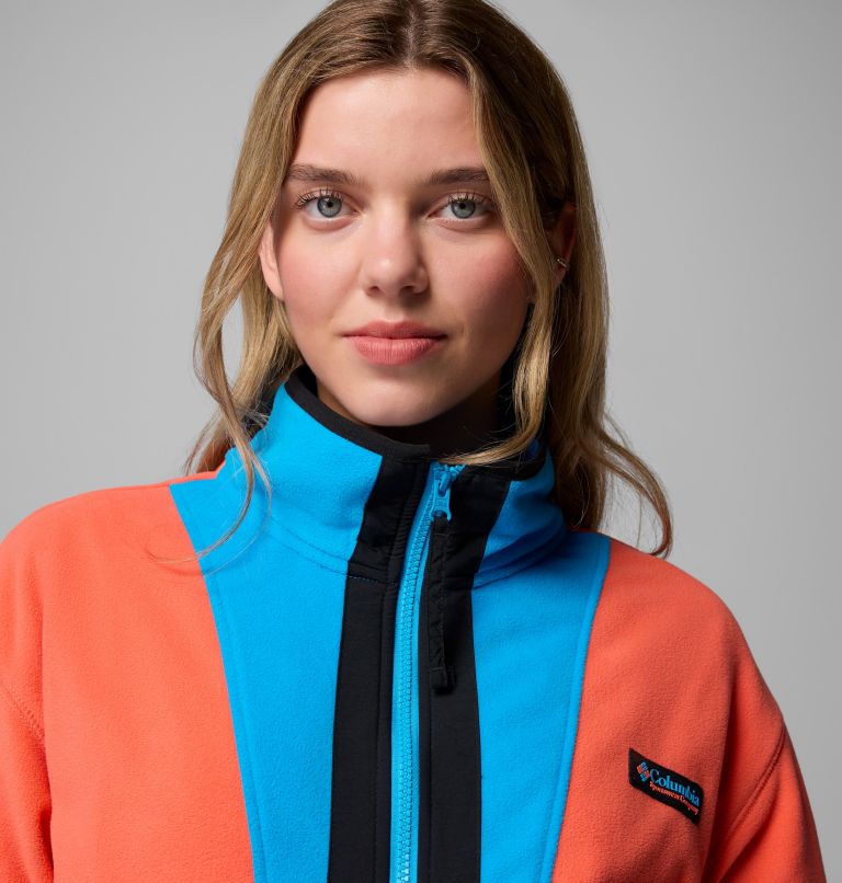 Women’s Back Bowl Casual Fleece Jacket, Color: Zing, Compass Blue, Black, image 5