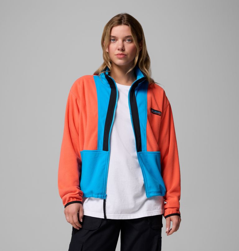 Women’s Back Bowl Casual Fleece Jacket, Color: Zing, Compass Blue, Black, image 8