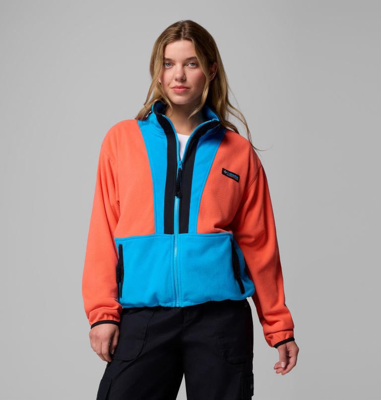 Women’s Back Bowl Casual Fleece Jacket, Color: Zing, Compass Blue, Black, image 1