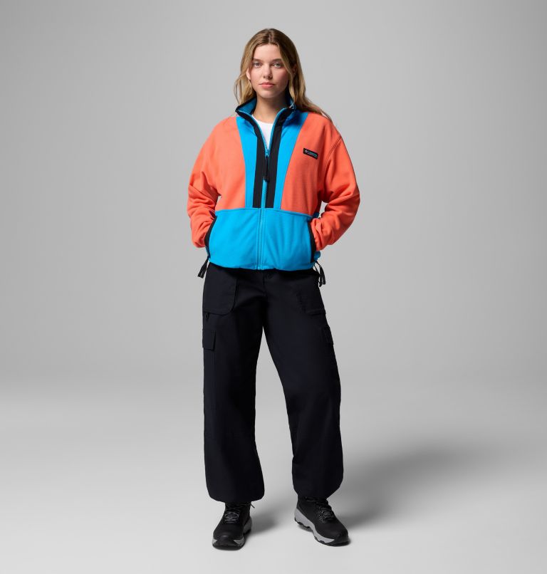 Women’s Back Bowl Casual Fleece Jacket, Color: Zing, Compass Blue, Black, image 2