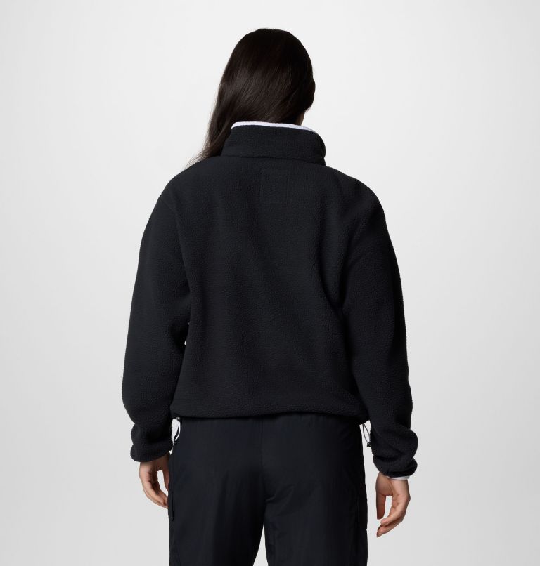 Women's Helvetia II Cropped Sherpa Half Snap Fleece, Color: Black, image 2