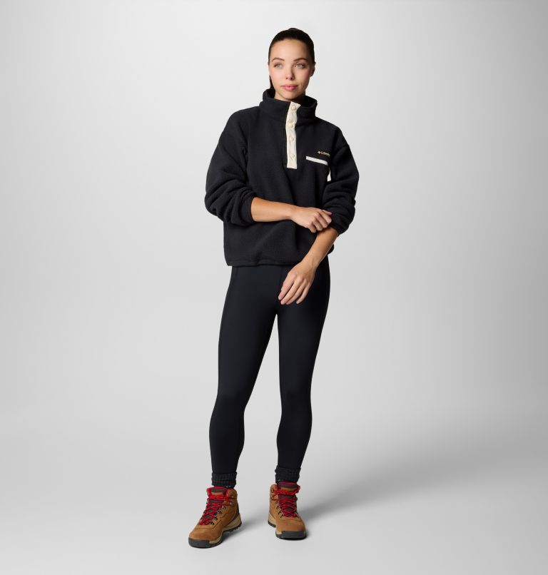 Helvetia II Cropped Half Snap Fleece, Color: Black, image 3