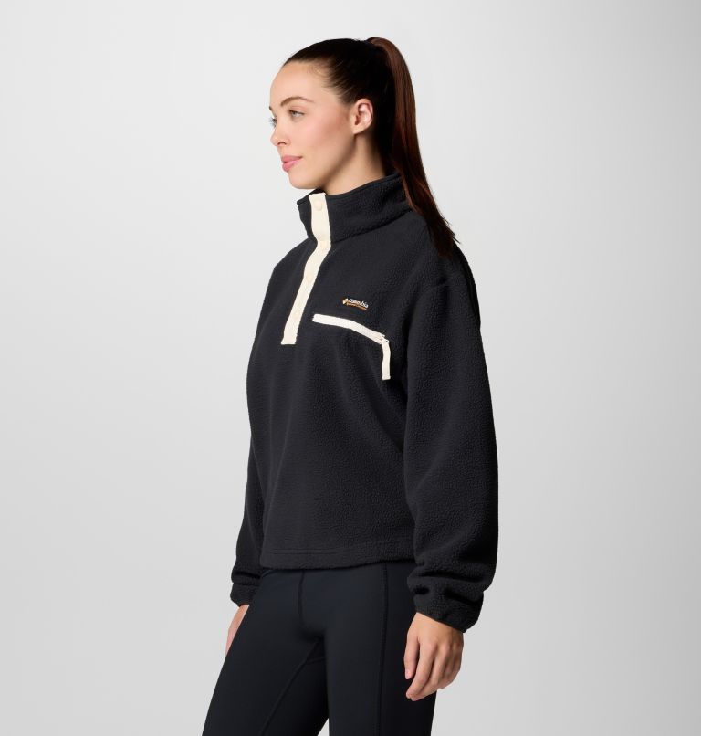 Helvetia II Cropped Half Snap Fleece, Color: Black, image 3