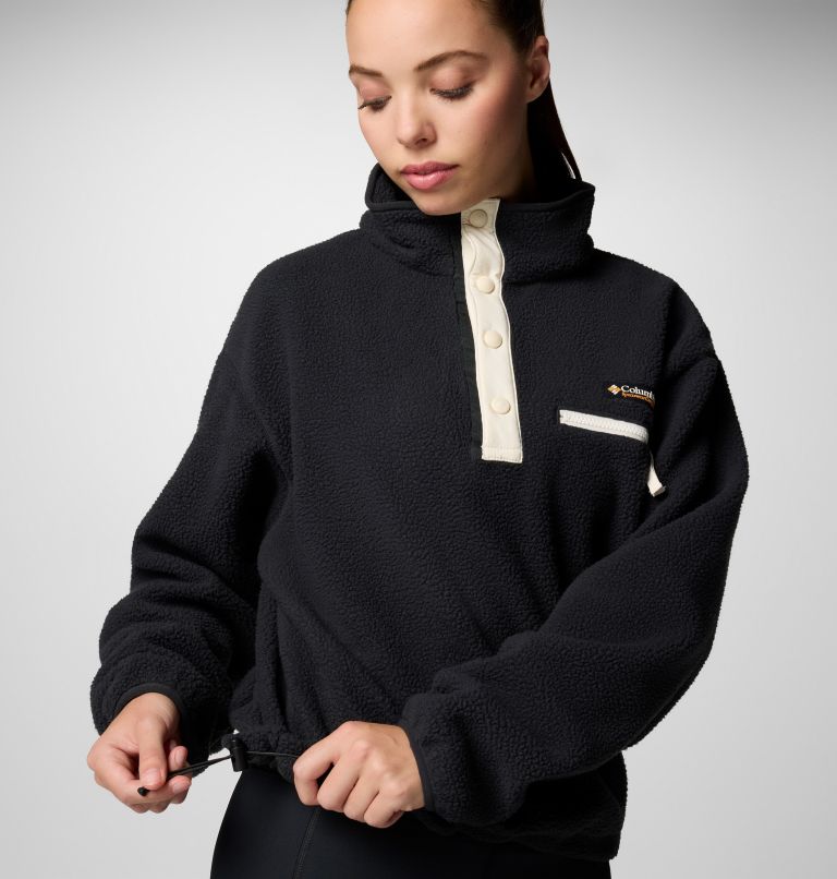 Helvetia II Cropped Half Snap Fleece, Color: Black, image 5