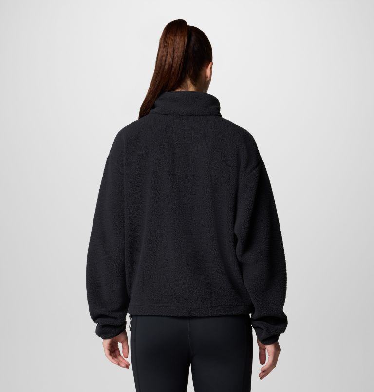Helvetia II Cropped Half Snap Fleece, Color: Black, image 2